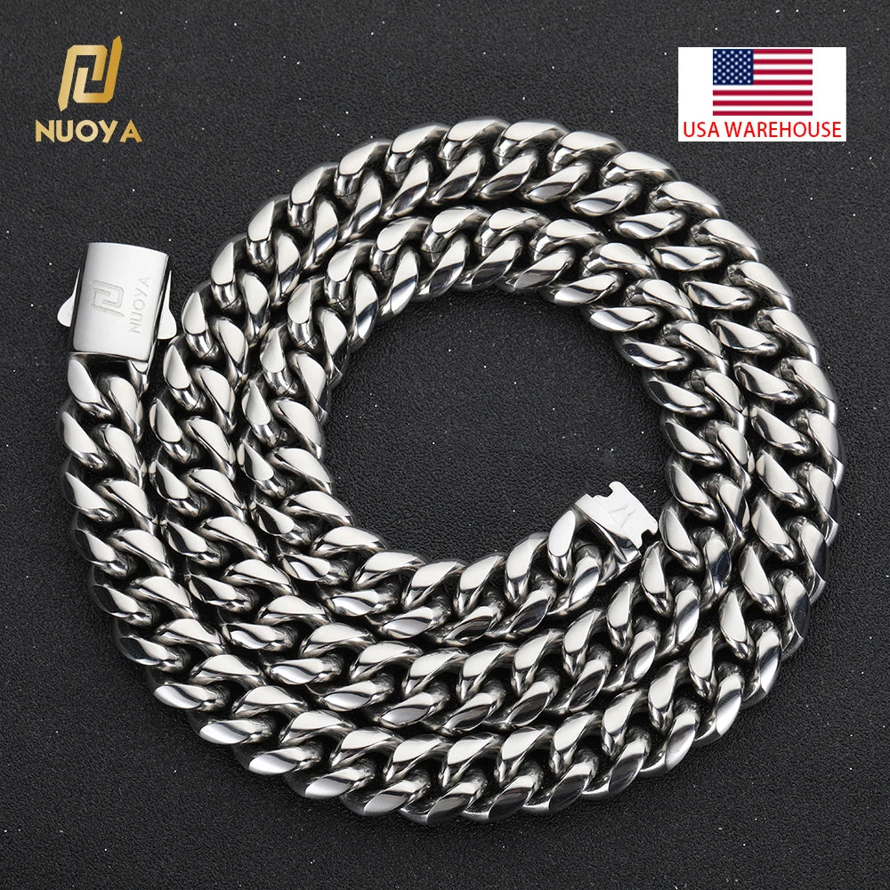 NUOYA Trendy Rapper Jewelry Hip Hop Necklace Personalized Design Cuban Link Chain Necklace for Men and Women Customizable Logo