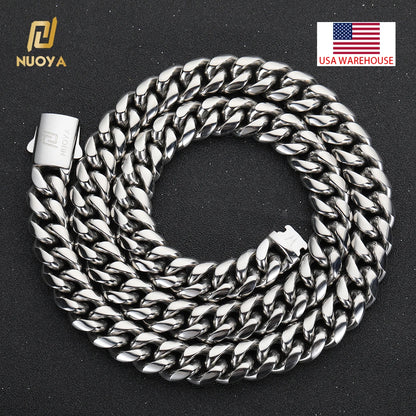 NUOYA Trendy Rapper Jewelry Hip Hop Necklace Personalized Design Cuban Link Chain Necklace for Men and Women Customizable Logo