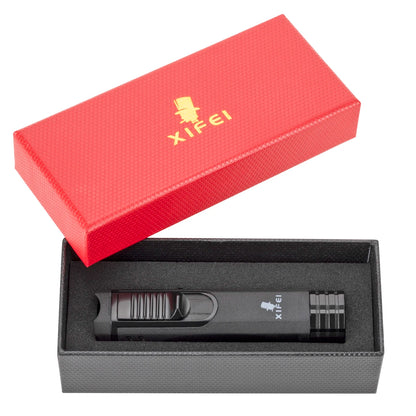 XIFEI Windproof Cigar Lighter With Puncher Holder Needle Metal Portable 3 Jet Flame Multifunction Refillable Smoking Accessories