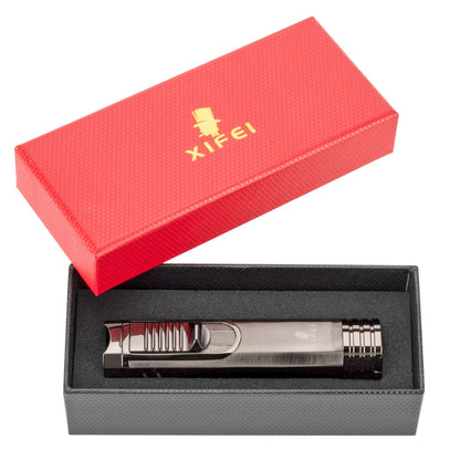 XIFEI Windproof Cigar Lighter With Puncher Holder Needle Metal Portable 3 Jet Flame Multifunction Refillable Smoking Accessories