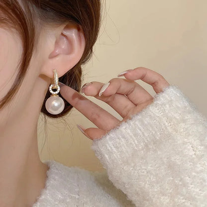 Fiorals AAA Grade White Tahitian Pearl Dangle Earrings 925 Silver Rhodium Plated Pav Setting Ball Fashion Women Wedding Jewelry