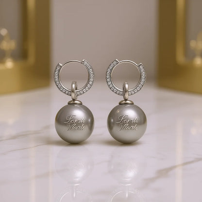 Fiorals AAA Grade White Tahitian Pearl Dangle Earrings 925 Silver Rhodium Plated Pav Setting Ball Fashion Women Wedding Jewelry