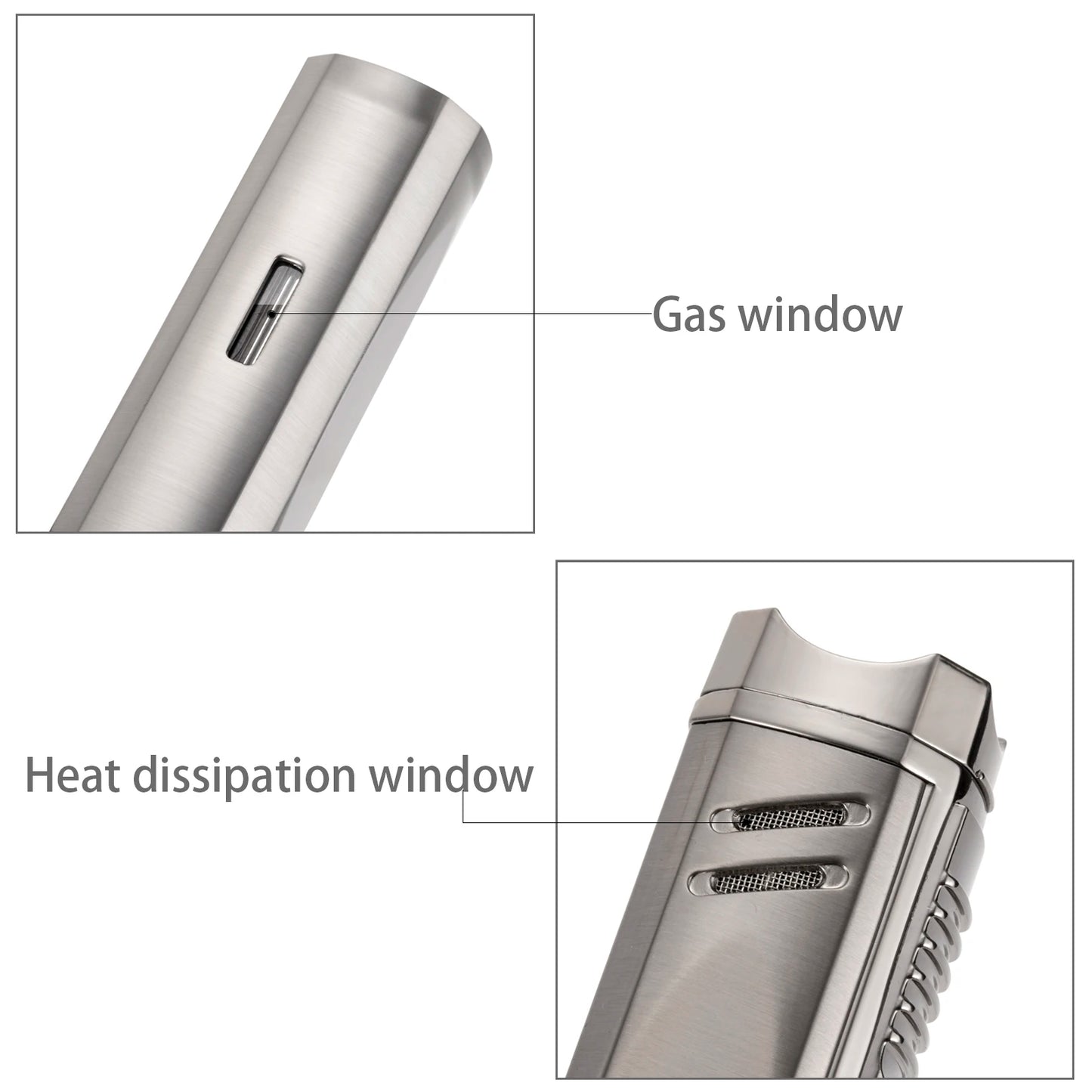 XIFEI Windproof Cigar Lighter With Puncher Holder Needle Metal Portable 3 Jet Flame Multifunction Refillable Smoking Accessories