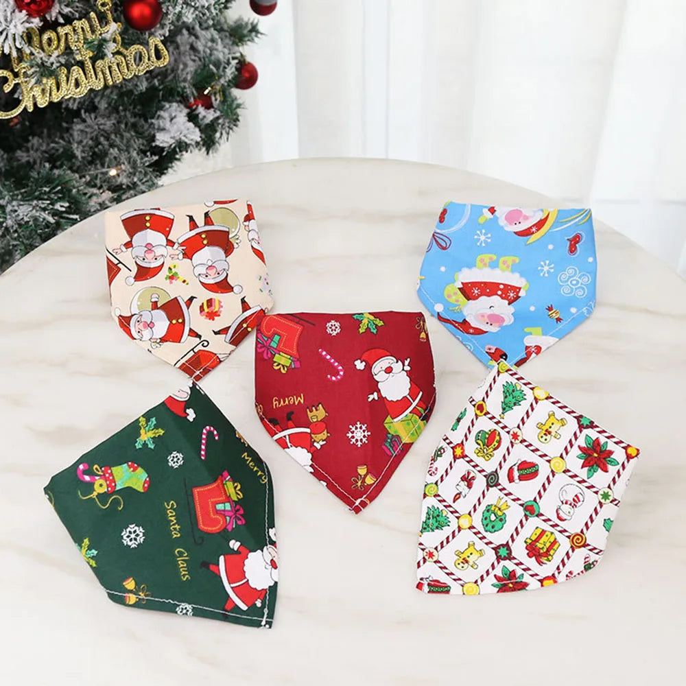 Pañuelos de Navidad para Perros, Árbol de Navidad y Papá Noel, Bufanda para Perros, para Niños y Niñas, Pañuelo de Fiesta para Gatos, Accesorios Navideños para Mascotas