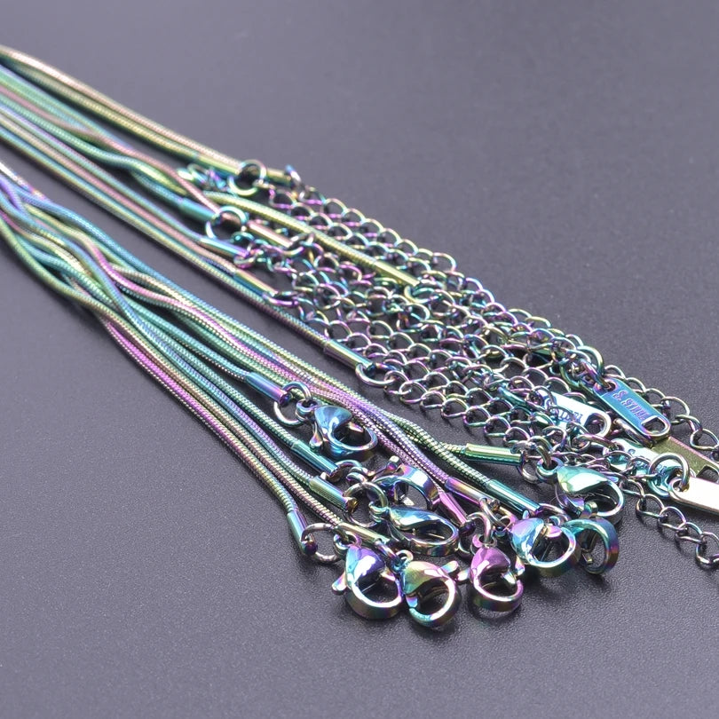 2/5pcs Rainbow Chain New Personalized Multiple Shape Designs Necklace Chains For Jewelry Making DIY 304 Stainless Steel Chains