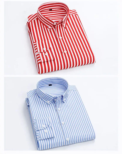 Shirts For Men Striped Blue Long Sleeve Man Shirt Business Cotton Cheap Things With Vintage Collar Sale Button Up Slim Fit