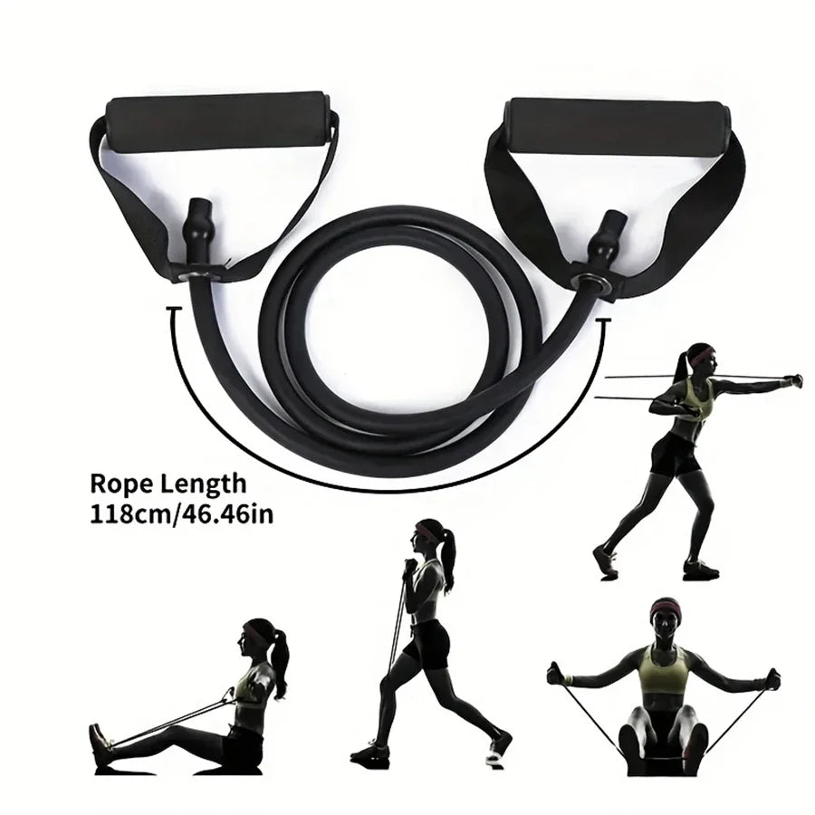 Juego de bandas de resistencia con asas – 3 niveles de fuerza para gimnasio en casa, yoga y rehabilitación, kit de entrenamiento de cuerpo completo