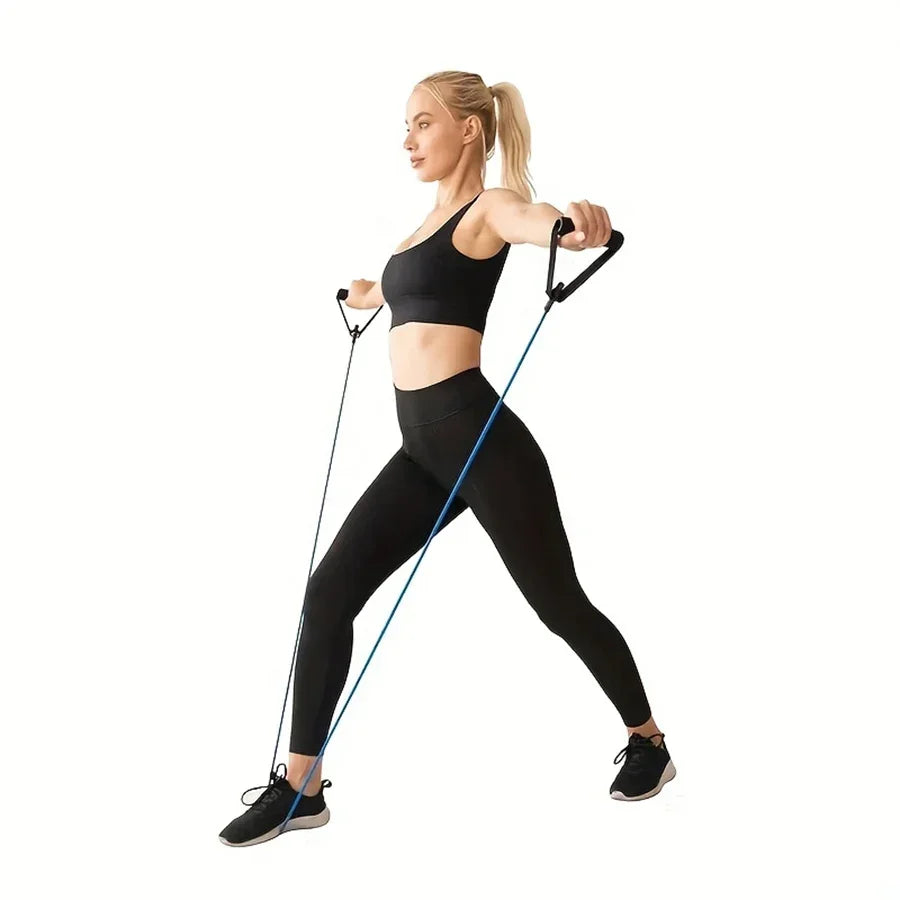Juego de bandas de resistencia con asas – 3 niveles de fuerza para gimnasio en casa, yoga y rehabilitación, kit de entrenamiento de cuerpo completo