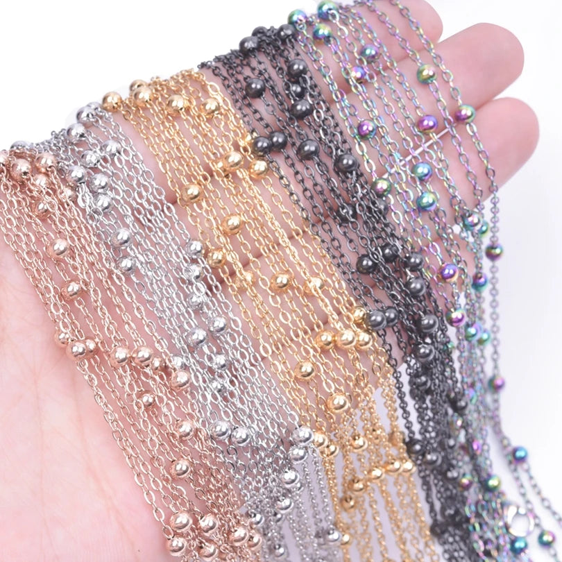 2/5pcs Rainbow Chain New Personalized Multiple Shape Designs Necklace Chains For Jewelry Making DIY 304 Stainless Steel Chains