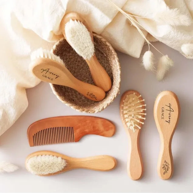 NEW Custom Name Wooden DIY Baby Hairbrushes Engrave Infant Name Wooden Newborn Hair Brush Comb Brush Birthday Baby Shower Gifts