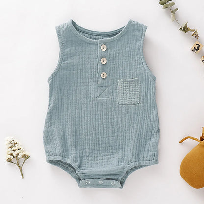 Summer Baby Rompers 2022 Boys Girls Bodysuit Muslin Sleeveless Newborn Clothes Fashion Baby Clothing Toddler Outfits