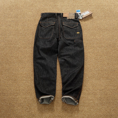 2025 Autumn New American Retro Heavyweight 3D cutting High-end Comfort Denim Men's Fashion Washed Straight Casual Tapered Jeans