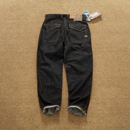 2025 Autumn New American Retro Heavyweight 3D cutting High-end Comfort Denim Men's Fashion Washed Straight Casual Tapered Jeans
