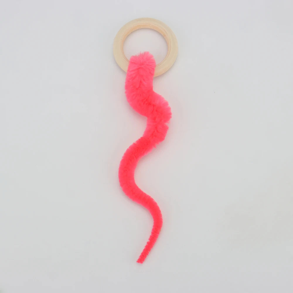 Plush Long Tail Ball Cat Toy Training Cat Interactive Ball Wood Ring Pet Toy