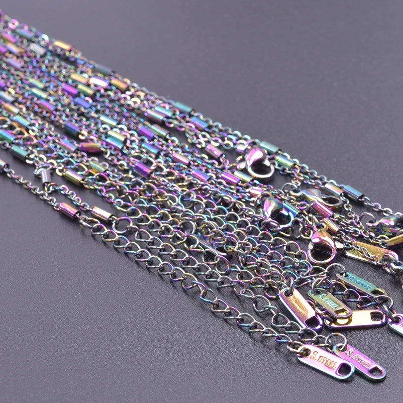 2/5pcs Rainbow Chain New Personalized Multiple Shape Designs Necklace Chains For Jewelry Making DIY 304 Stainless Steel Chains
