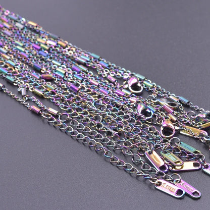 2/5pcs Rainbow Chain New Personalized Multiple Shape Designs Necklace Chains For Jewelry Making DIY 304 Stainless Steel Chains