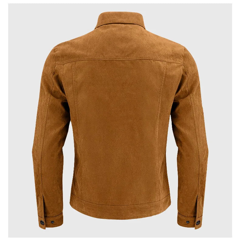 British Style Jacket Spring and Autumn Men's Casual Jacket Suede Trendy Button Up Jacket Casual Personality Men's New Clothing