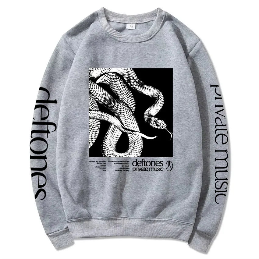 Private Music Tracklist Longsleeve Sweatshirt Deftones Rock Band Printing Hoodies Crewneck Casual Loose Autumn Pullovers Men Top