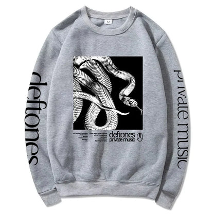 Private Music Tracklist Longsleeve Sweatshirt Deftones Rock Band Printing Hoodies Crewneck Casual Loose Autumn Pullovers Men Top