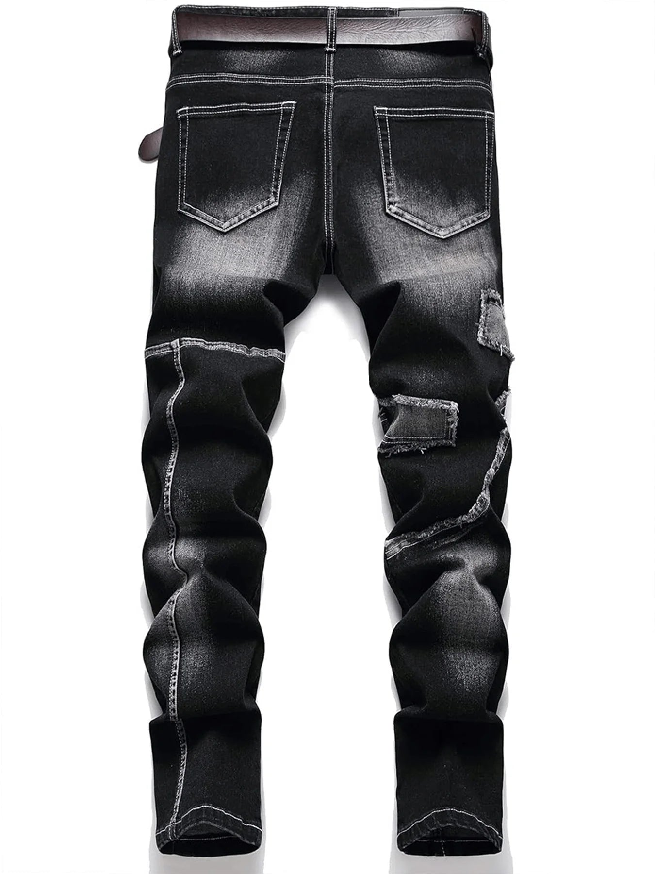 Mid-high waist fringed jeans, street style, solid color, suitable for all seasons.