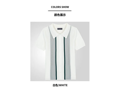 European Style Jacquard Polo Shirts Man Knitwear Business Casual Summer Coolness Quality Viscose Elastic Silky Camisas De Hombre