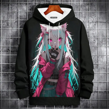 Anime Hoodie Mens Fashion Sweatshirt Graphical Print Hip Hop Hoodies Streetwear Spring Autumn Hoody Oversized hoodies for men