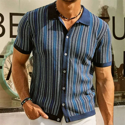 European Style Jacquard Polo Shirts Man Knitwear Business Casual Summer Coolness Quality Viscose Elastic Silky Camisas De Hombre