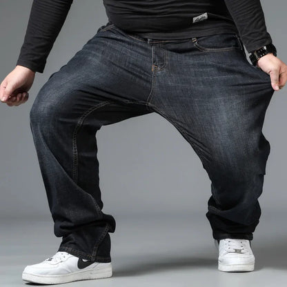 10XL Mens Black Jeans Oversize High Waist Loose Trousers Large Size Husband Plus Size Loose Denim Trousers Blue Male Denim Pants