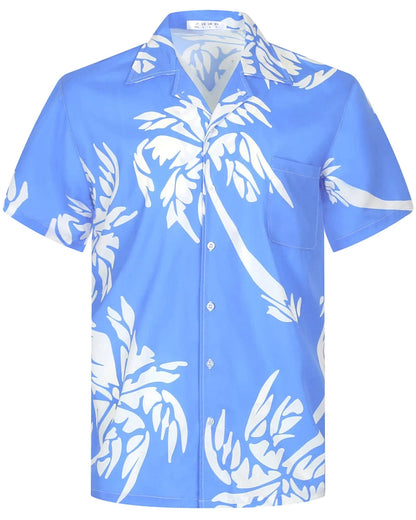 Summer Fashion Mens Hawaiian Shirts Short Sleeve Button Coconut Tree Printed Casual Beach Aloha Shirt Plus Size 6XL Hombre Ropa