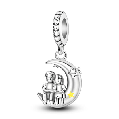 New Arrivals Silver Plated Cute Pet Moon Luminous Firefly Charms Fit Original Bangle Beads Pendent Dangle Bracelet DIY Jewelry
