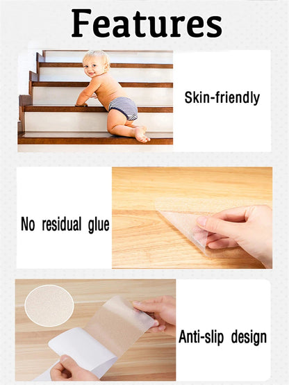 10x 60cm Transparent Non-Slip Tape Floor Bathtub Bathroom Carpet Stair Treads Slip Soft and Waterproof Tape Protect Pet Child