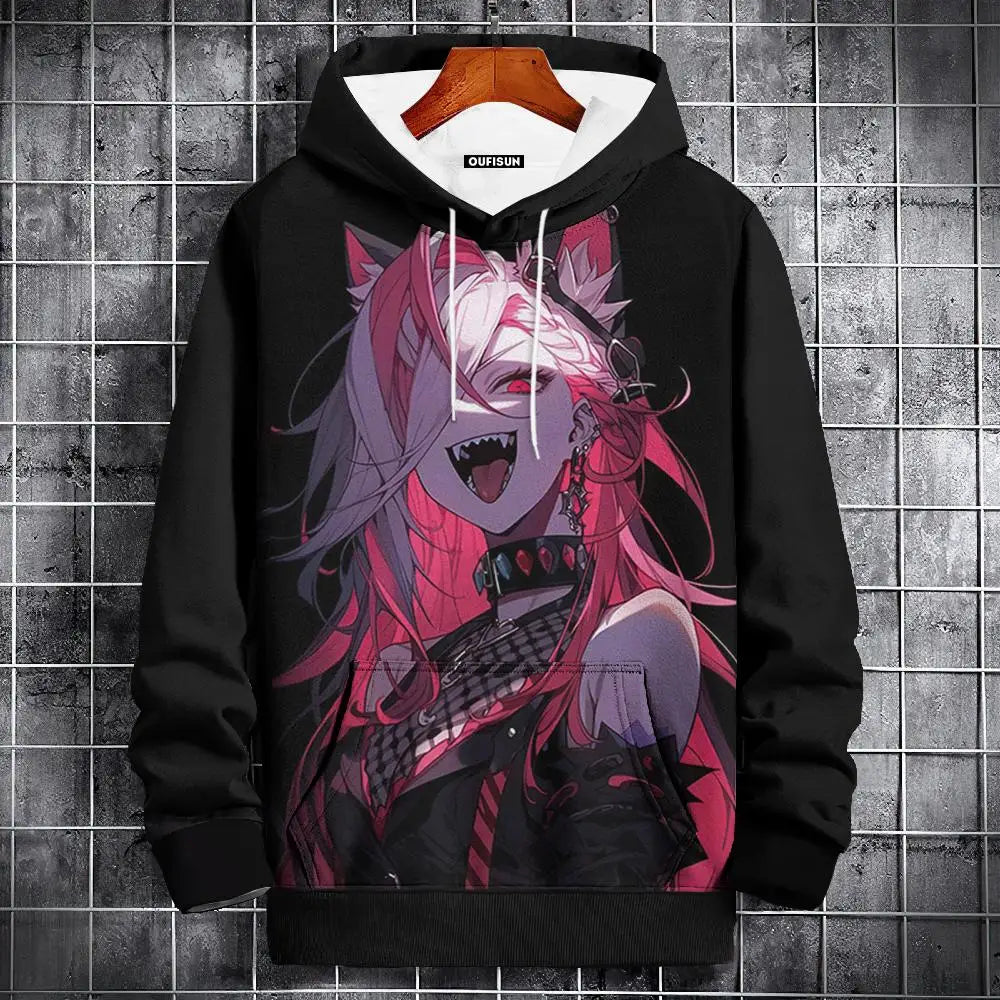 Anime Hoodie Mens Fashion Sweatshirt Graphical Print Hip Hop Hoodies Streetwear Spring Autumn Hoody Oversized hoodies for men