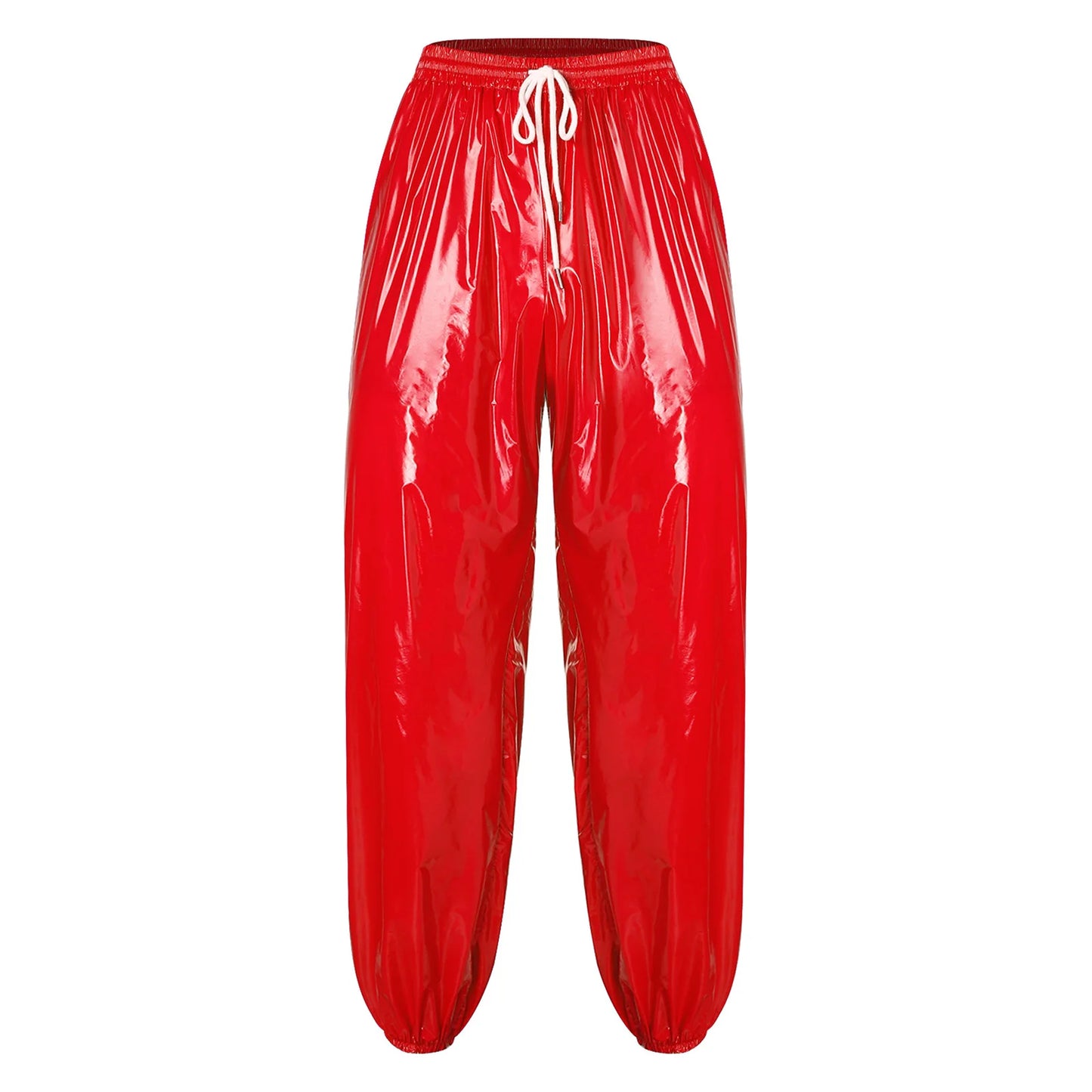 Pantalones Holgados Brillantes para Hombre Y2K con Cordón en la Cintura, Elástico en la Cintura, Bolsillos Laterales, Pantalones de Chándal Holgados y Brillantes, Disfraces de Hip Hop
