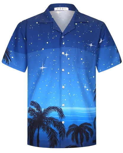 Summer Fashion Mens Hawaiian Shirts Short Sleeve Button Coconut Tree Printed Casual Beach Aloha Shirt Plus Size 6XL Hombre Ropa