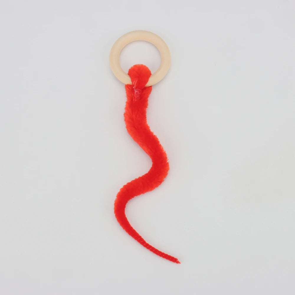Plush Long Tail Ball Cat Toy Training Cat Interactive Ball Wood Ring Pet Toy