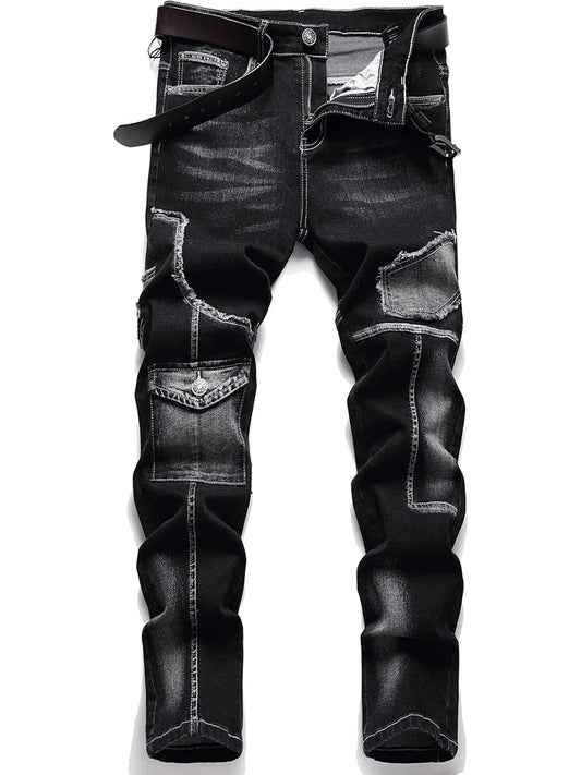 Mid-high waist fringed jeans, street style, solid color, suitable for all seasons.