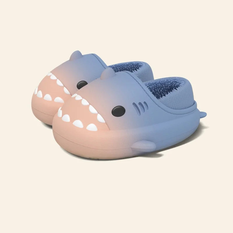 Winter Cute Children EVA Shark Slippers Girls Soft Indoor Home Cotton Sandals Boys Non-Slip Thick Slides Kids Waterproof Shoes