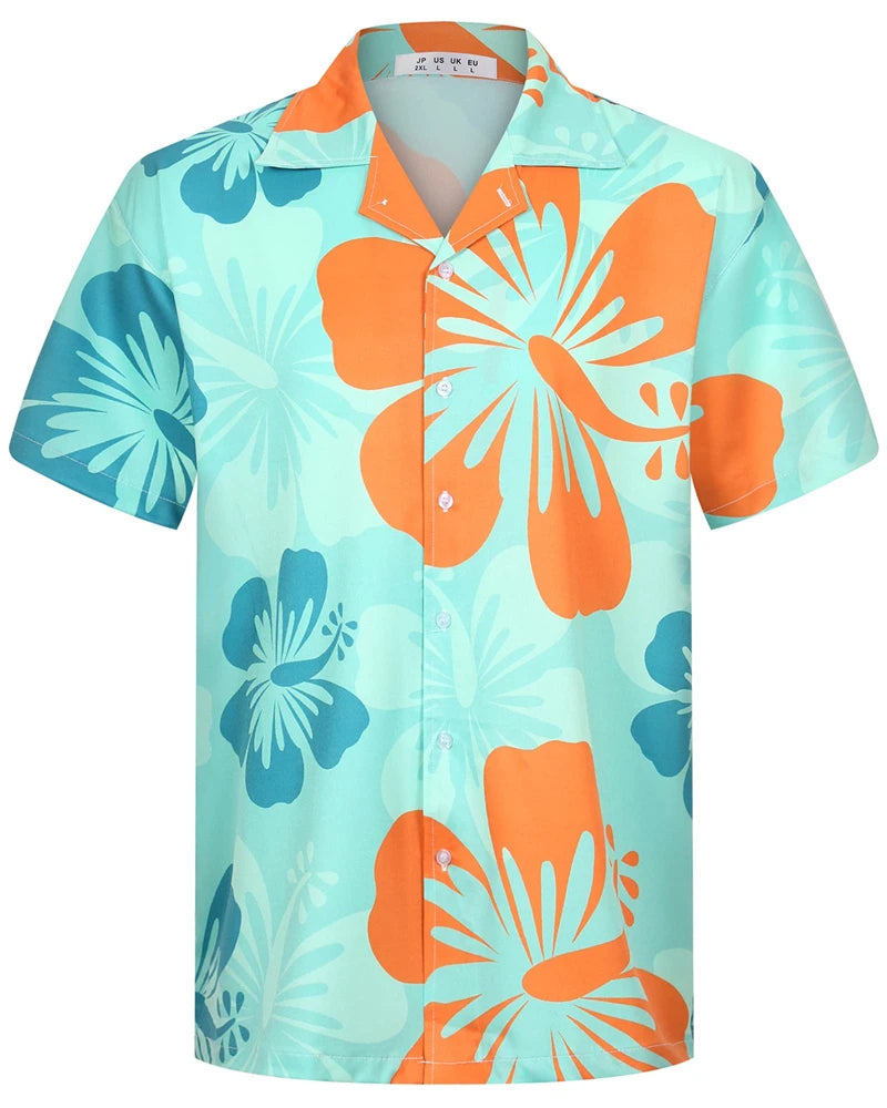 Summer Fashion Mens Hawaiian Shirts Short Sleeve Button Coconut Tree Printed Casual Beach Aloha Shirt Plus Size 6XL Hombre Ropa