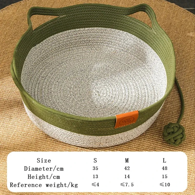 Cat Bed Pet Nest Pure Manual Rattan Woven Cattailgrass Cat Scratch Board Removable Washable Winter Warm Pad All-Season