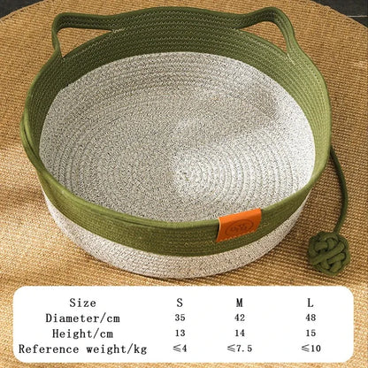 Cat Bed Pet Nest Pure Manual Rattan Woven Cattailgrass Cat Scratch Board Removable Washable Winter Warm Pad All-Season