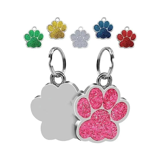 Dog Tags Cat Dog Glitter Pendant Paw Print Puppy Pet Collar Tag Pendant Pet Accessories