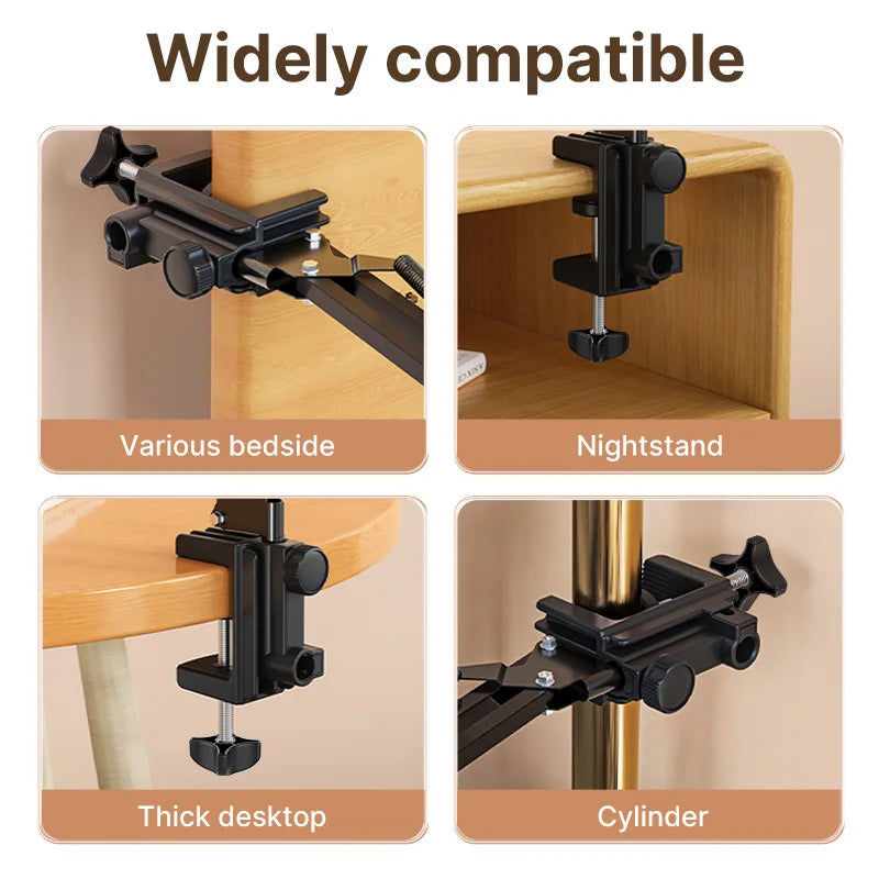 Ulanzi T2 Soporte de escritorio de metal con brazo largo, soporte para tablet de cama, soporte perezoso de escritorio, soporte para iPad, smartphone, brazo articulado para micrófono