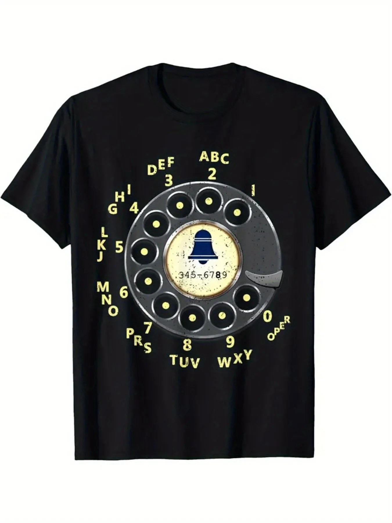 1pc Retro Dial Phone Graphic Men's T-Shirt, 100% Cotton Crew Neck Tee with Funny Telephone Design - Short Sleeve