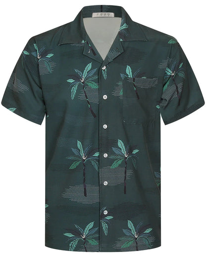 Summer Fashion Mens Hawaiian Shirts Short Sleeve Button Coconut Tree Printed Casual Beach Aloha Shirt Plus Size 6XL Hombre Ropa