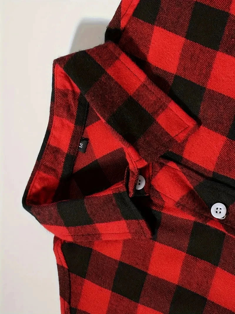 Camisas de hombre con un solo botón, clásicas a cuadros, informal elegante, camisa de franela de manga larga, dos bolsillos en el pecho, diseño de primavera otoño, tops para hombre