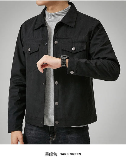 British Style Jacket Spring and Autumn Men's Casual Jacket Suede Trendy Button Up Jacket Casual Personality Men's New Clothing
