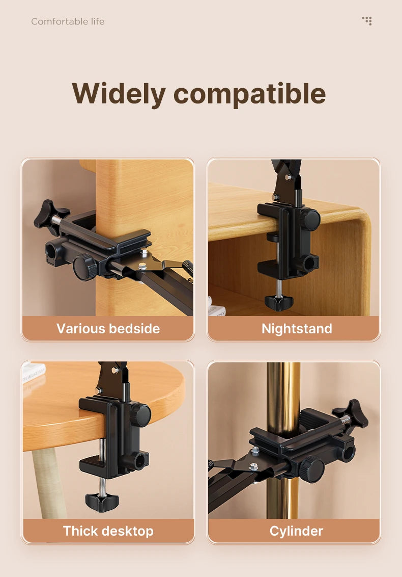 Ulanzi T2 Soporte de escritorio de metal con brazo largo, soporte para tablet de cama, soporte perezoso de escritorio, soporte para iPad, smartphone, brazo articulado para micrófono