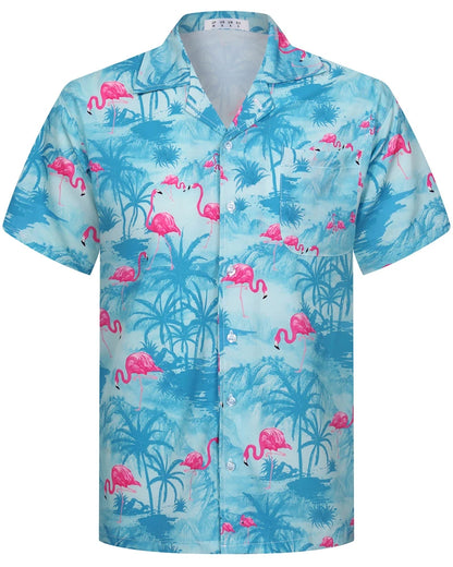 Summer Fashion Mens Hawaiian Shirts Short Sleeve Button Coconut Tree Printed Casual Beach Aloha Shirt Plus Size 6XL Hombre Ropa