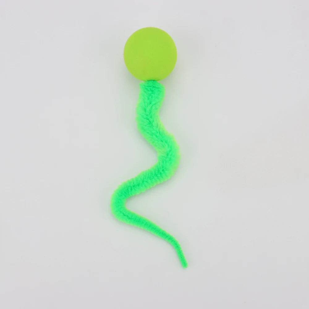 Plush Long Tail Ball Cat Toy Training Cat Interactive Ball Wood Ring Pet Toy