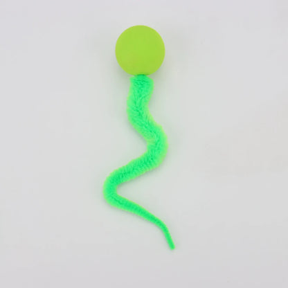 Plush Long Tail Ball Cat Toy Training Cat Interactive Ball Wood Ring Pet Toy